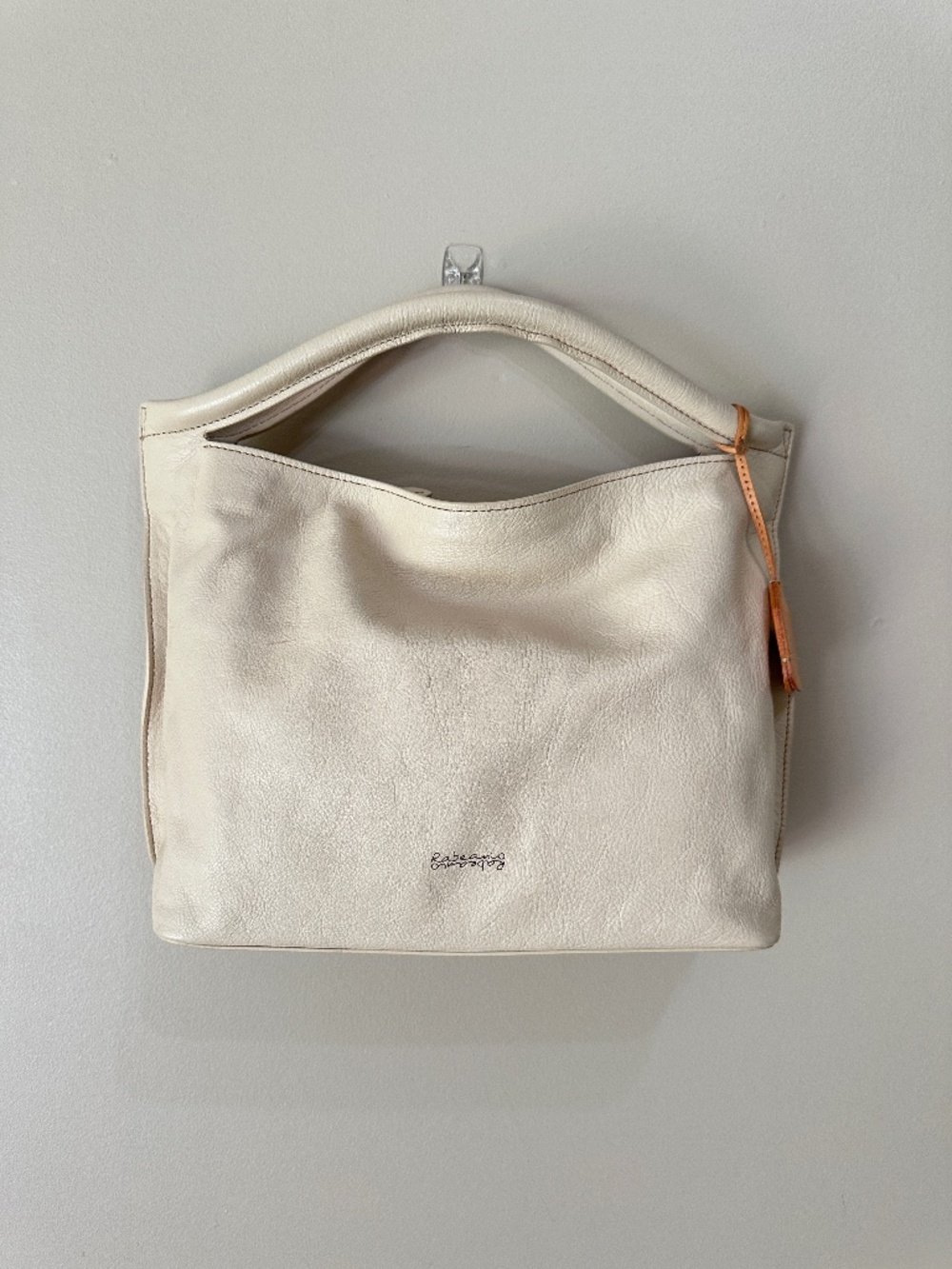 Rabeanco Leather Beige Hobo Tote Shoulder Bag